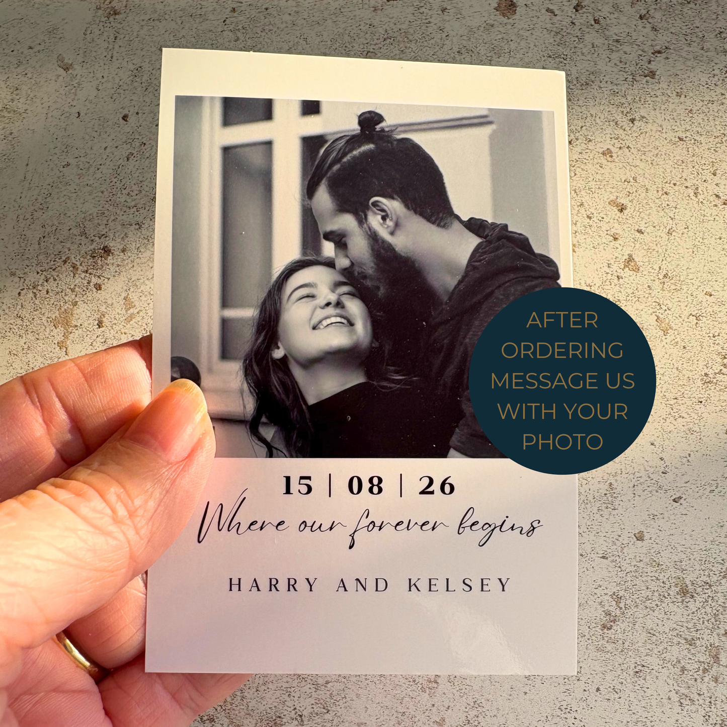 Personalised Save the Date Fridge Magnet, Polaroid Style Photo Wedding Magnet Keepsake