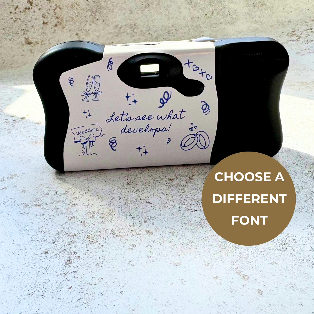 Blue line art hen party camera product photograph 7