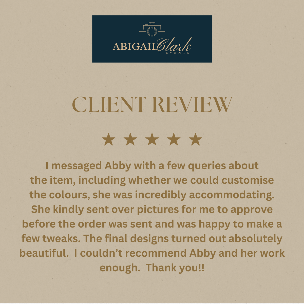 Five star customer review