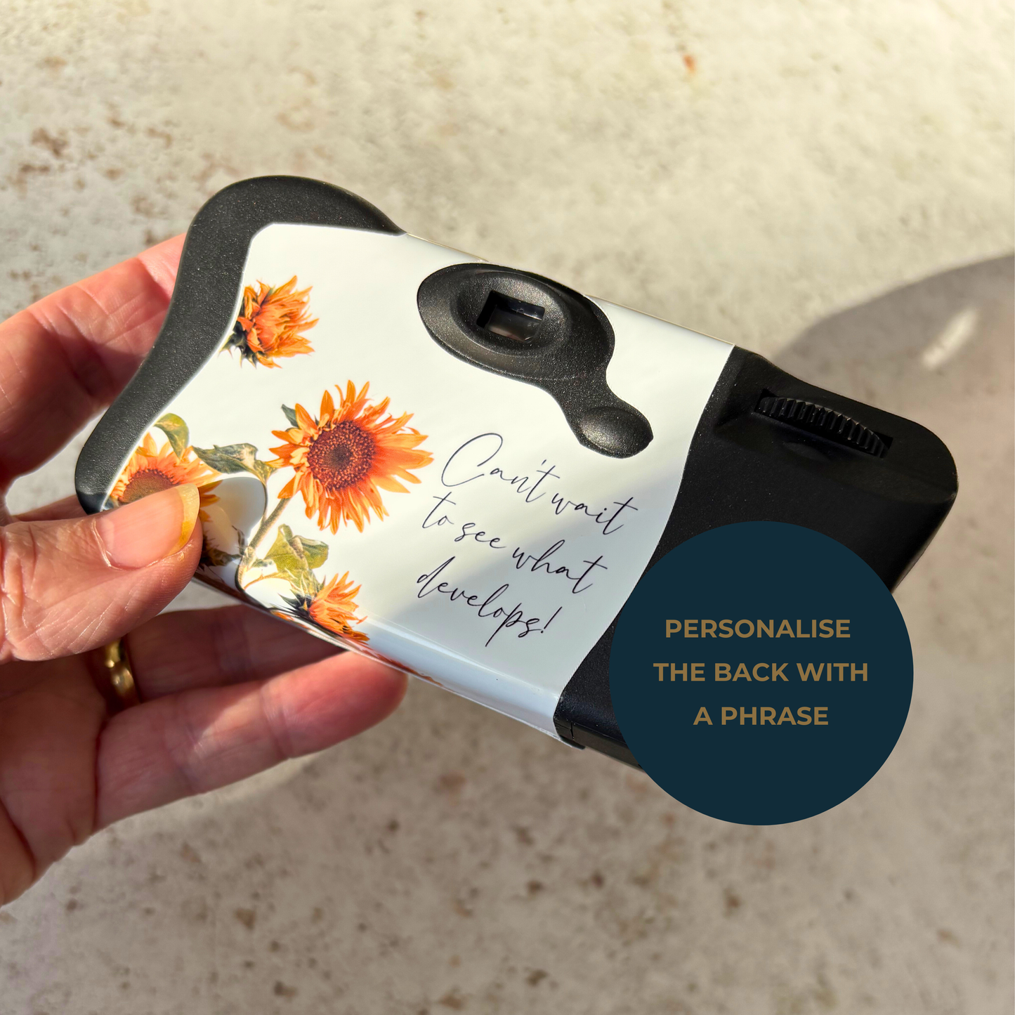 Personalised Rustic Sunflower Wedding Disposable Camera Wraps