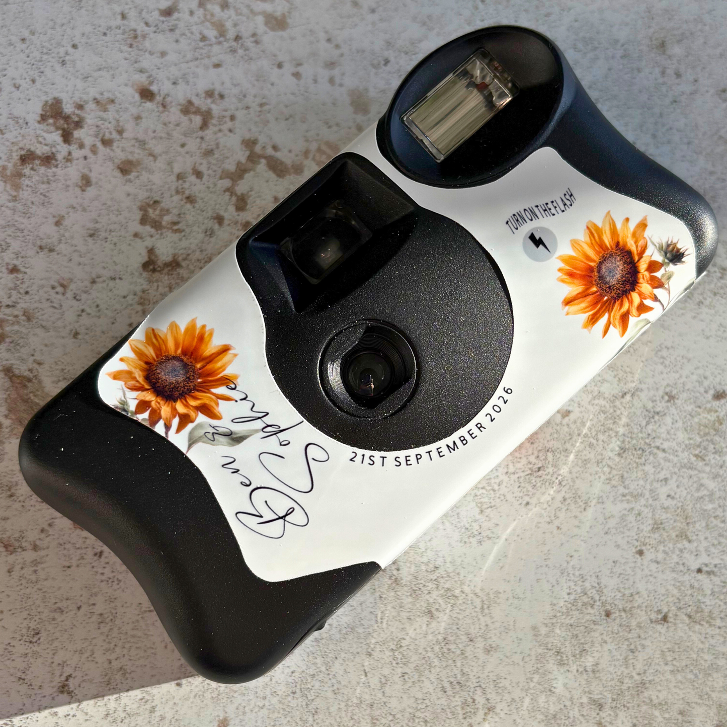 Personalised Rustic Sunflower Wedding Disposable Camera Wraps