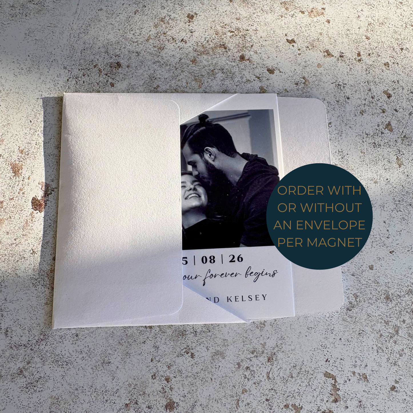 Personalised Save the Date Fridge Magnet, Polaroid Style Photo Wedding Magnet Keepsake