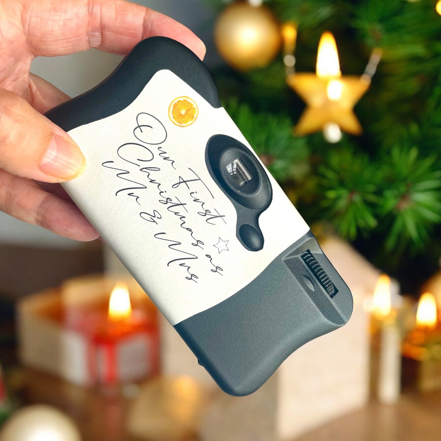 Scandi Theme Personalised First Christmas as Mr & Mrs Disposable Camera Wrap