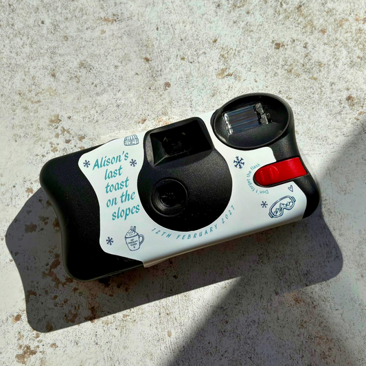 Personalised après ski hen party camera wrap for Kodak FunSaver