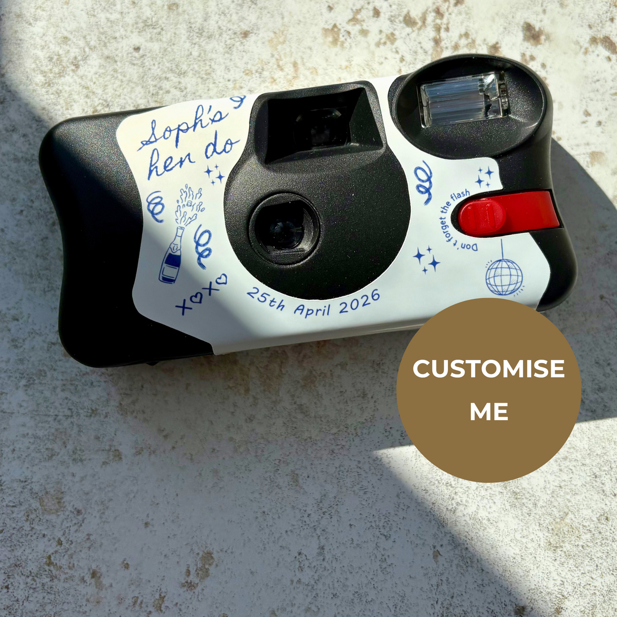 Blue line art hen party camera product photograph 4