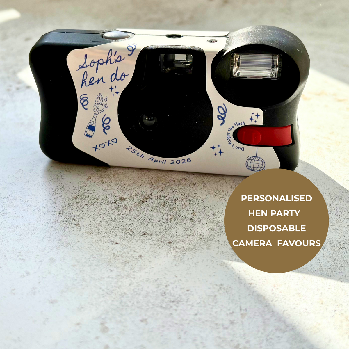 Blue line art hen party camera product photograph 5