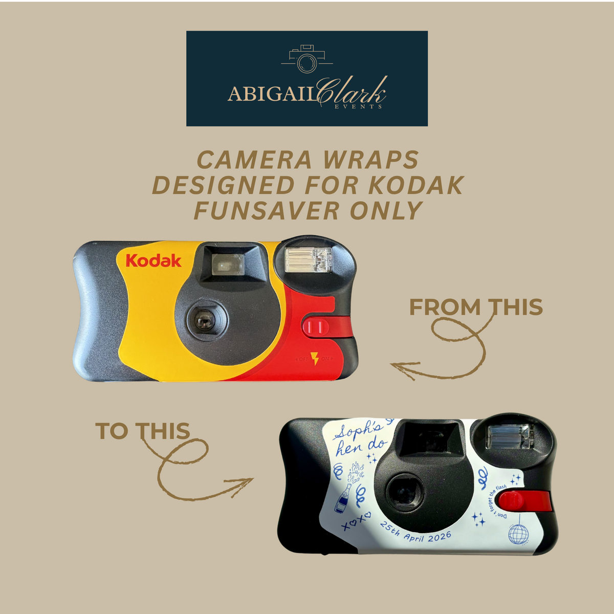 Blue line art hen party camera product photograph 8