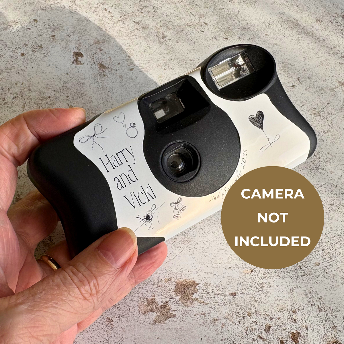 Camera not included – personalised engagement camera wraps only