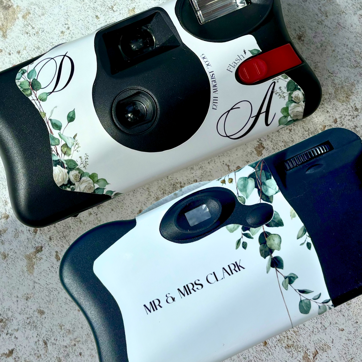 Personalised floral wedding wrap for guest photography