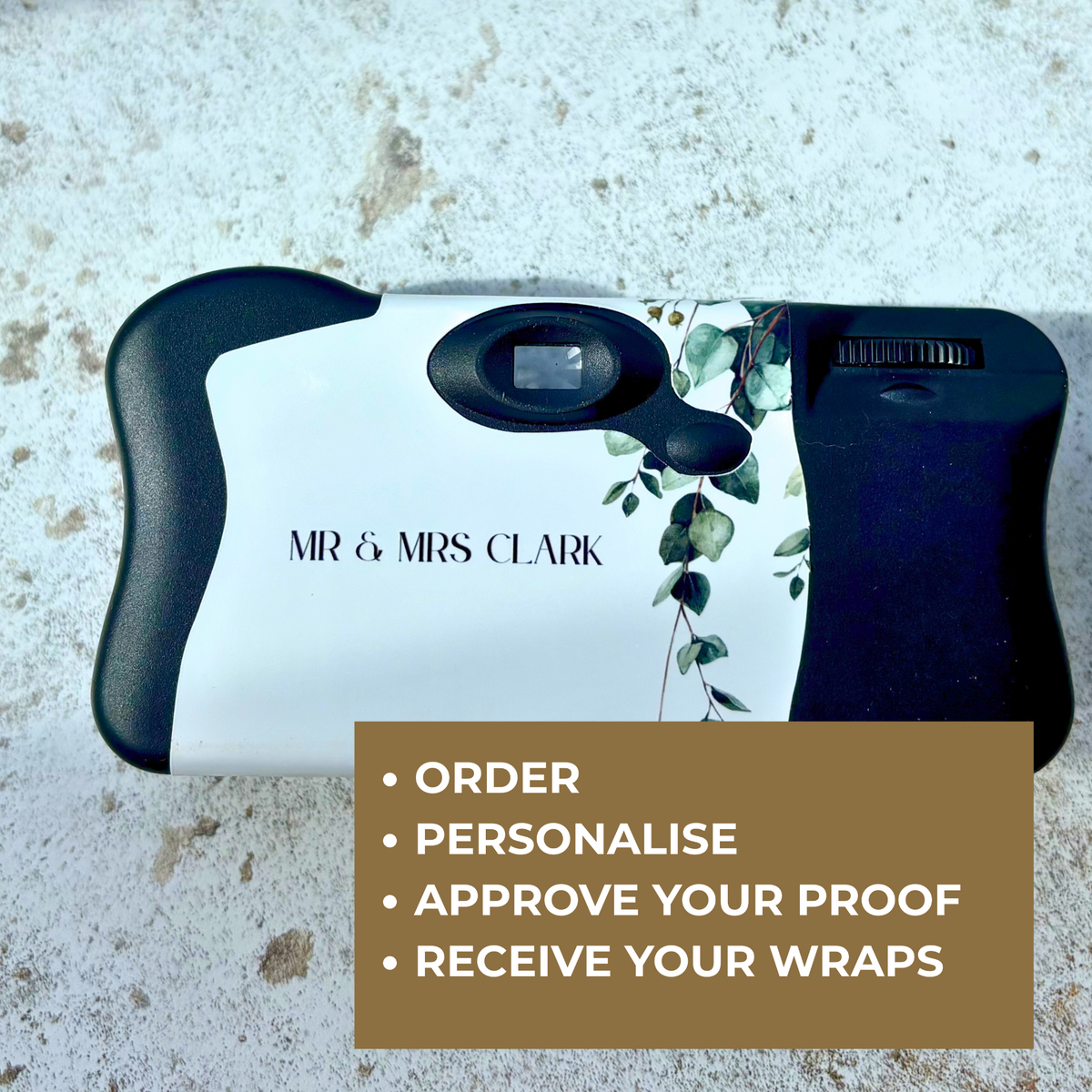 How to order and approve your personalised wedding camera wraps