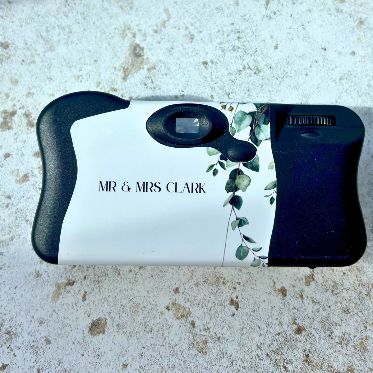 Back of botanical eucalyptus camera wrap without text overlay
