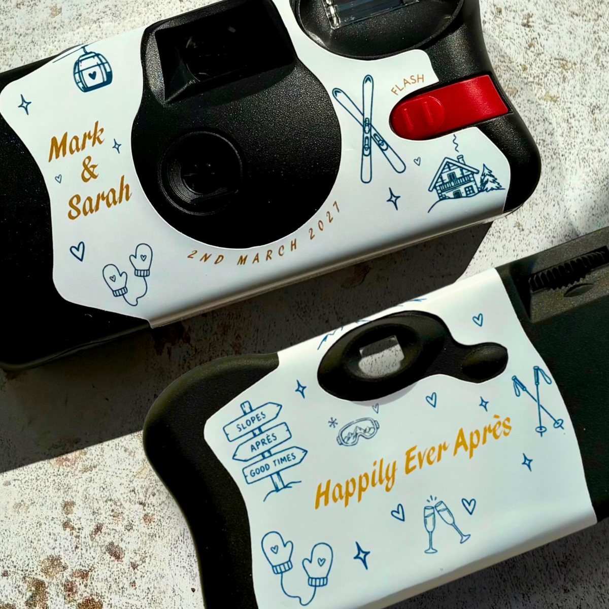 Personalised Happily Ever Après wedding camera wrap front and back
