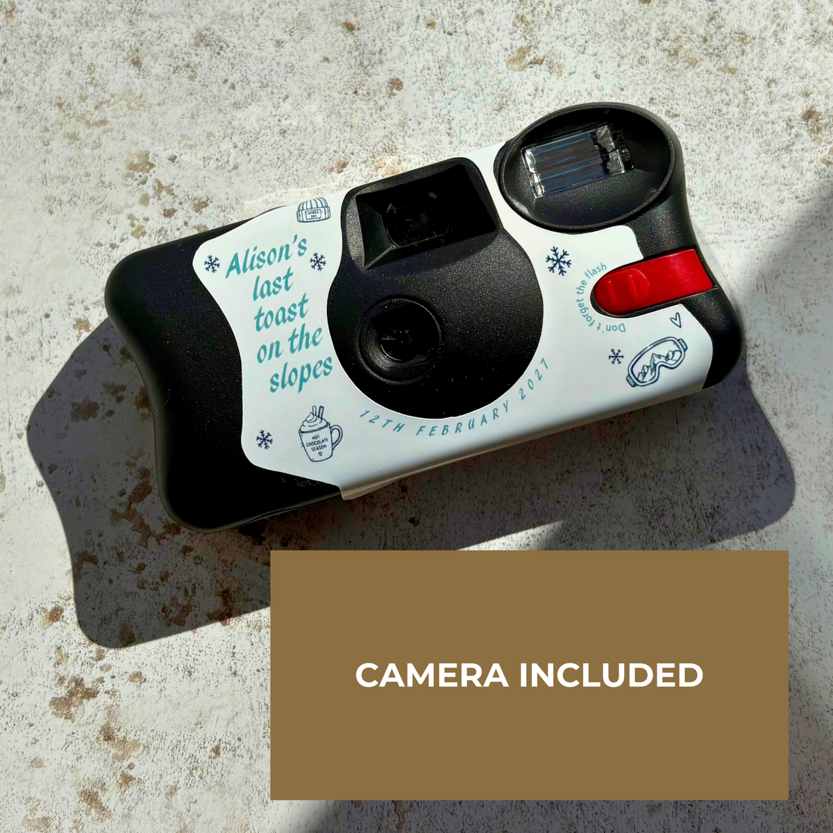 Camera included personalised après ski hen party