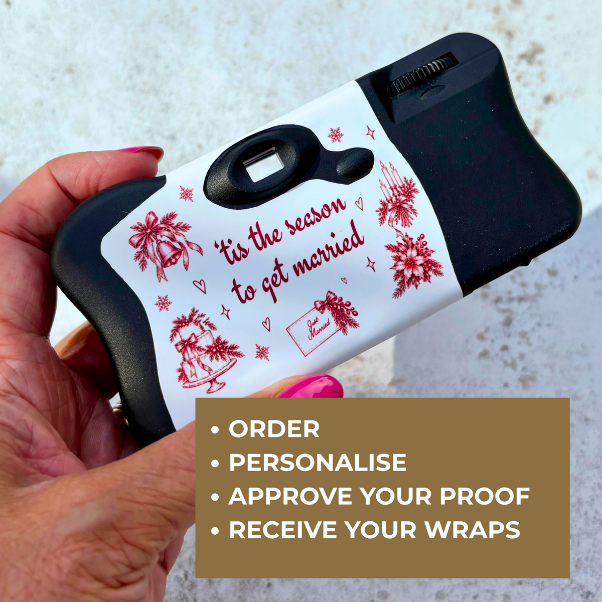 Order, personalise and approve your proof before receiving your camera wraps
