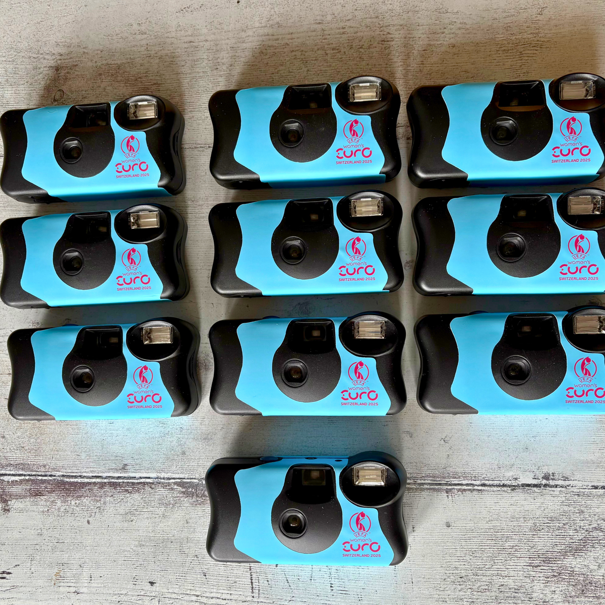 UEFA Women's EURO 2025 personalised cameras with turquoise branded wraps